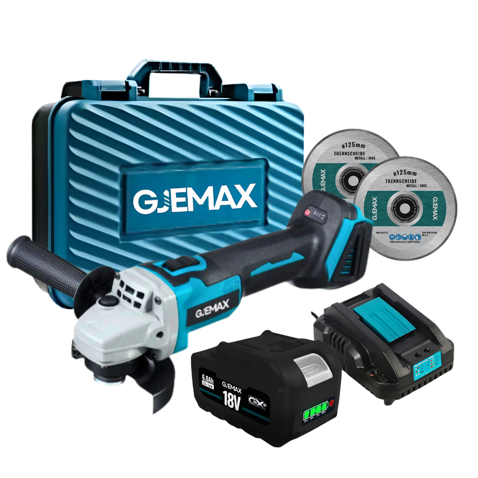 GJEMAX AKKU-WINKELSCHLEIFER 18V | 800W | Ø125MM