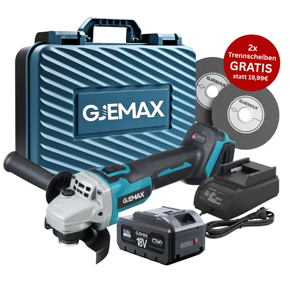 GJEMAX AKKU-WINKELSCHLEIFER 18V | 800W | Ø125MM